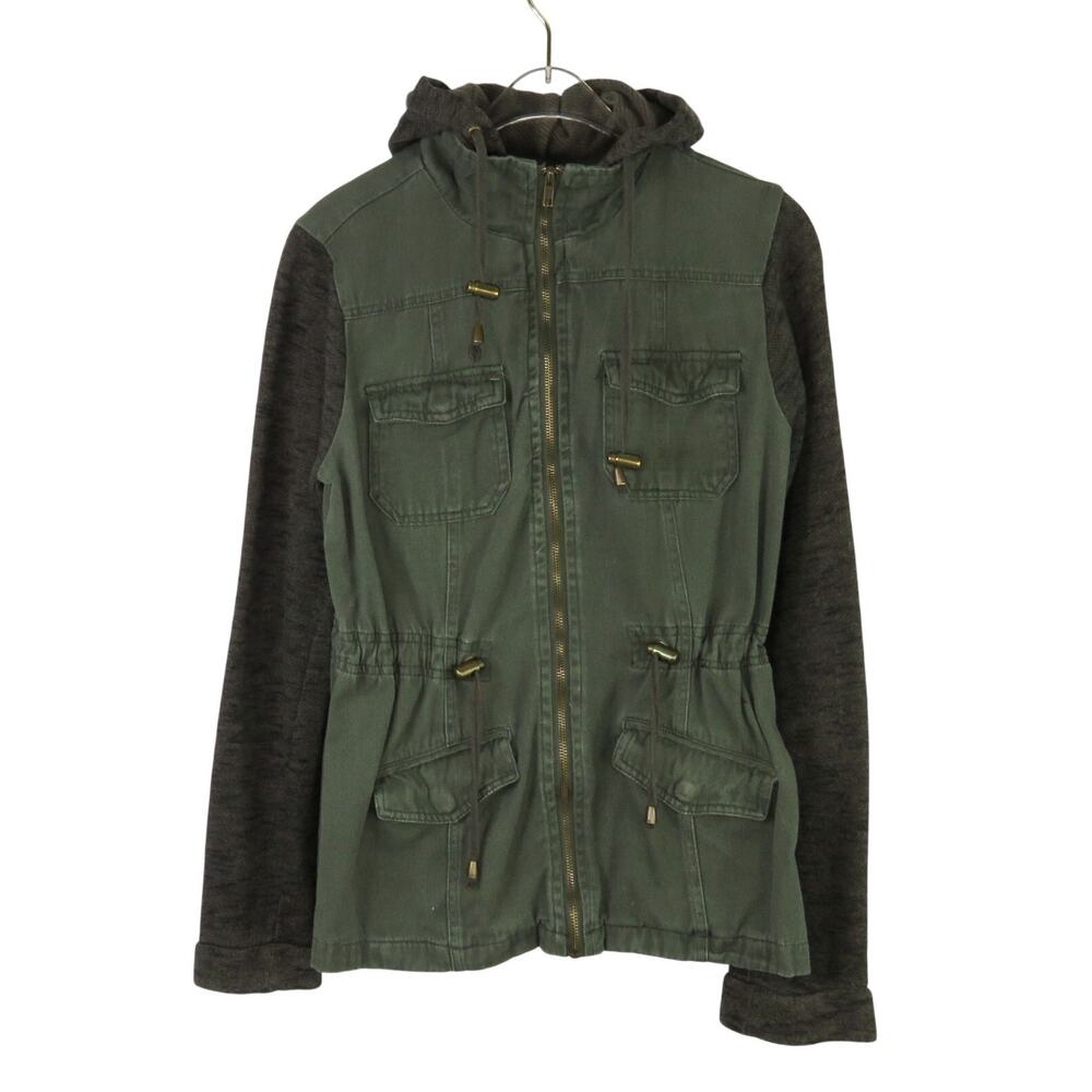 Charlotte Russe Green Military Jacket Hooded Utility Jacket Medium Casual